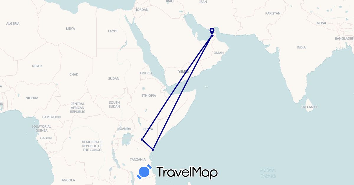 TravelMap itinerary: driving in United Arab Emirates, Kenya (Africa, Asia)
